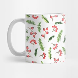 Bright Hand Drawn Christmas Mistletoe Pattern Mug